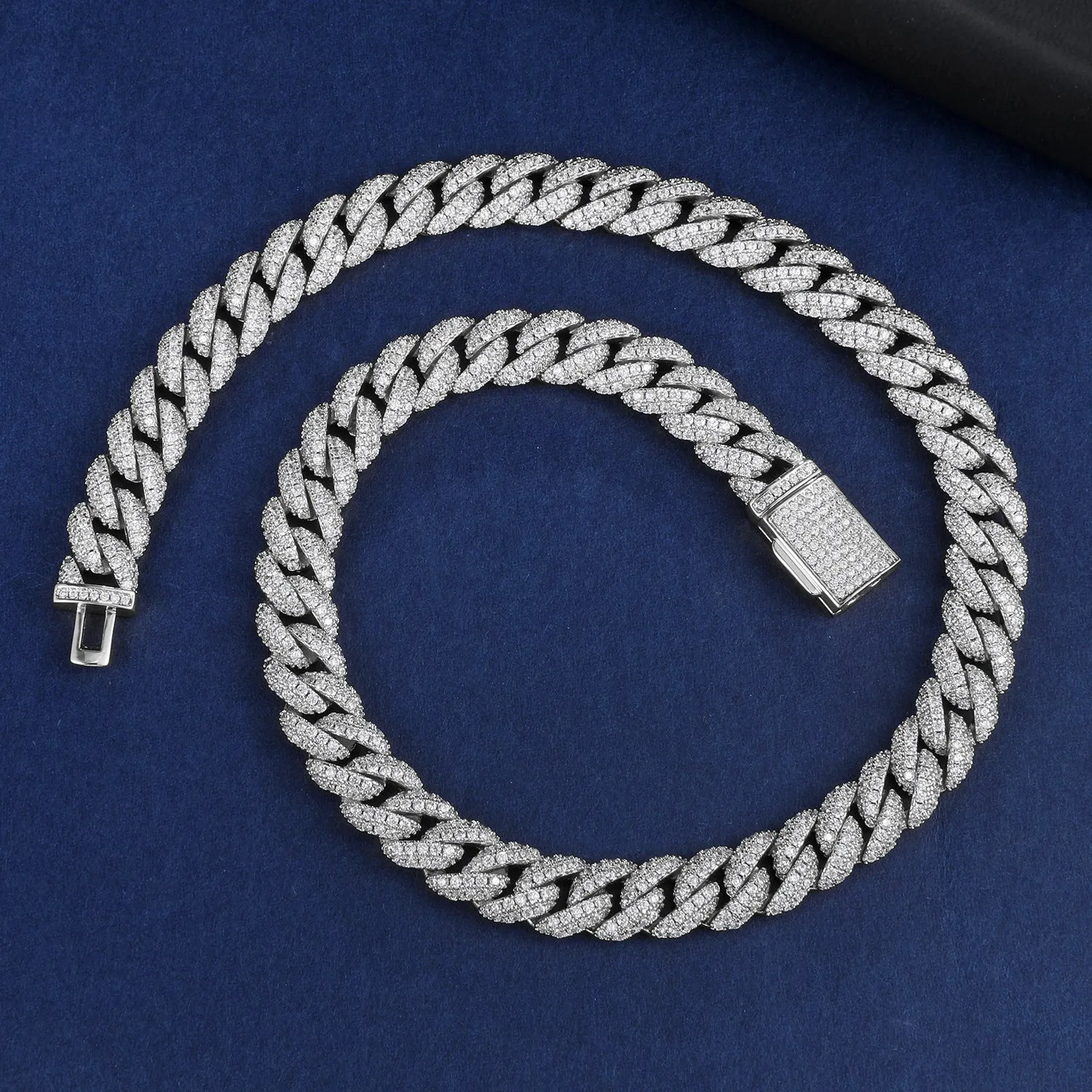 10mm Iced Cuban Link Chain in White Gold