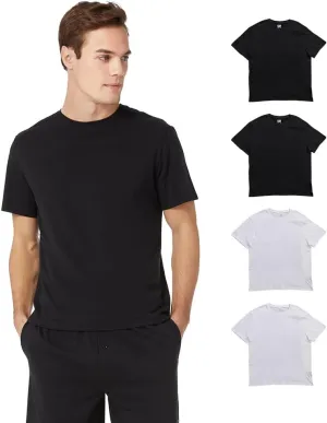32 Degrees Men's 4 PK Ultra-Soft Cotton Crew T-Shirt | Regular Fit | Soft Feel | Ultra-Light
