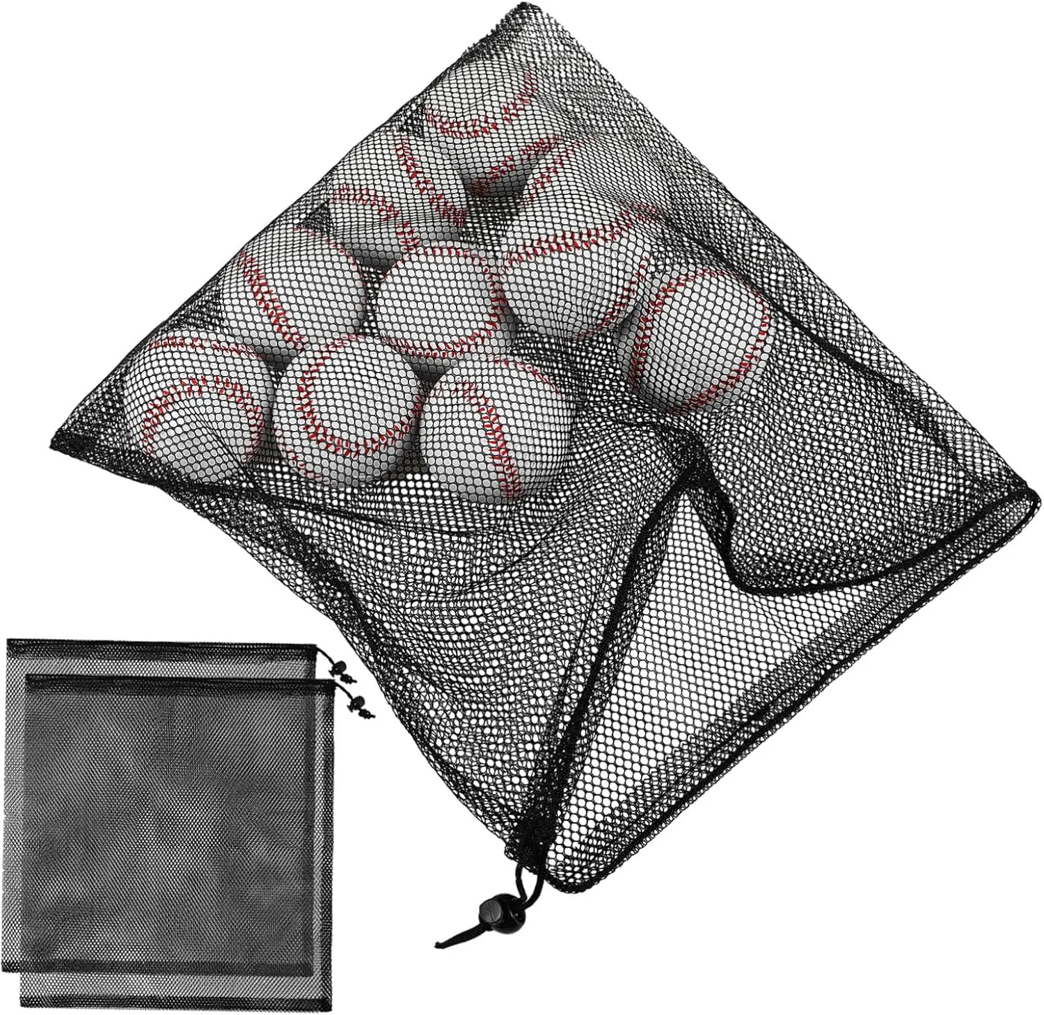 3pcs Drawstring Mesh Bag Basket Net Bags Pond Pump Filter Bag Tennis Bag Tennis Ball Bag Canvas Bags Canvas Grocery Bags Bowling Ball Bag Canvas Tote Bag Racket Black Polyester
