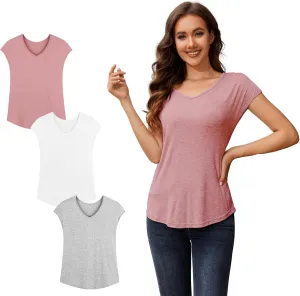 3PCS Womens Vneck Tshirts, Soft Womens T Shirts, Modal Spring Tops for Women2024