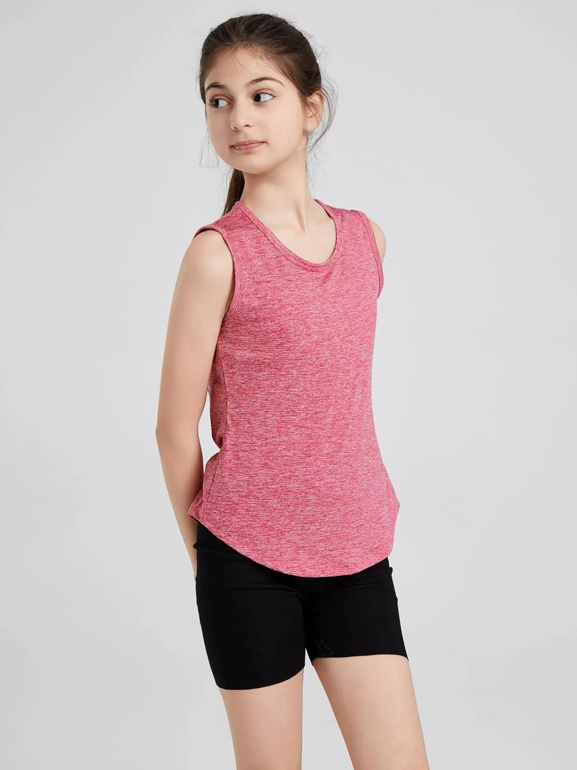 5 Pack Girls Tank Tops Quick Dry Sleeveless Girls Athletic Tank Tops for Yoga Running Dance Workout