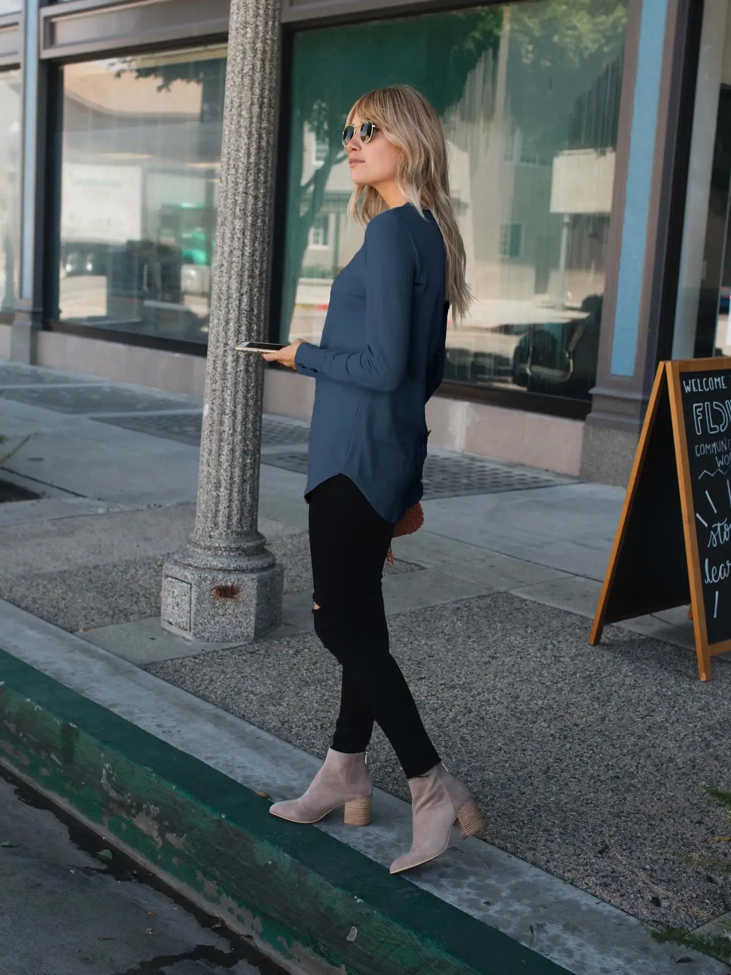 A Little More Love Lace Back Top - Navy