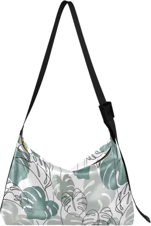 Abstract Minimal Monstera leaf Plant One Hobo Leather Bags Women Large Men Purses Art Animal Print Purse Shoulder Bag