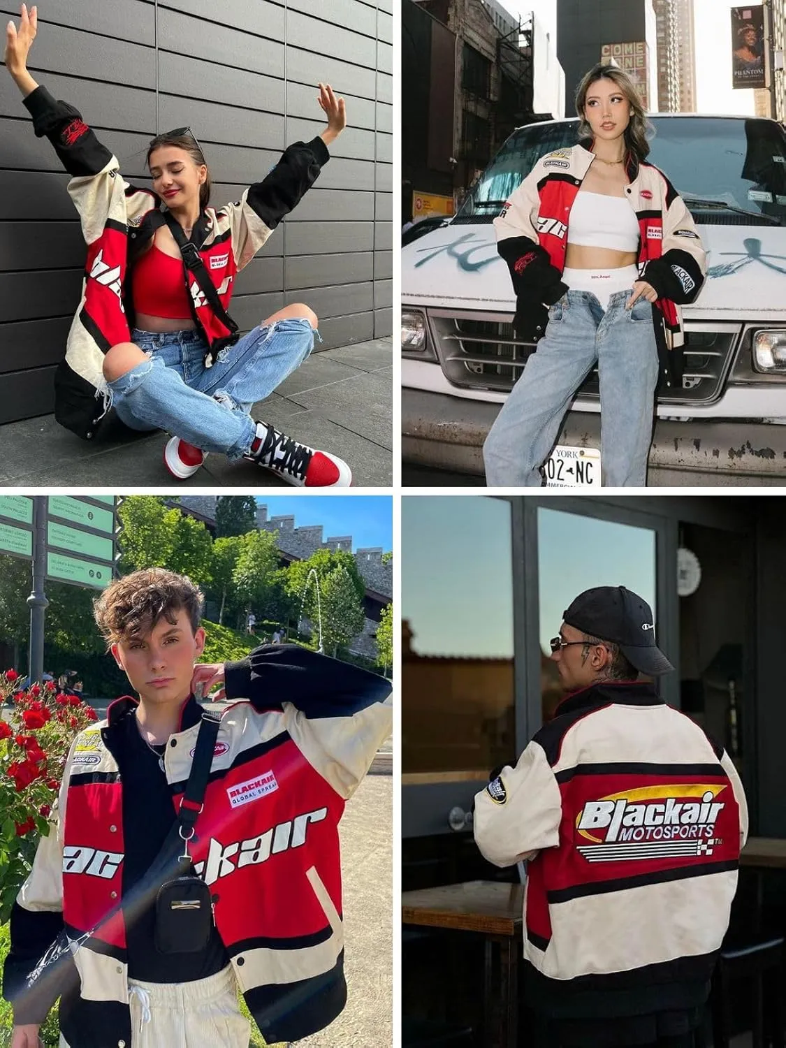 Aelfric Eden Blackair Men's Varsity Jackets Womens Bomber Jackets Vintage Motorcycle Racer Jacket