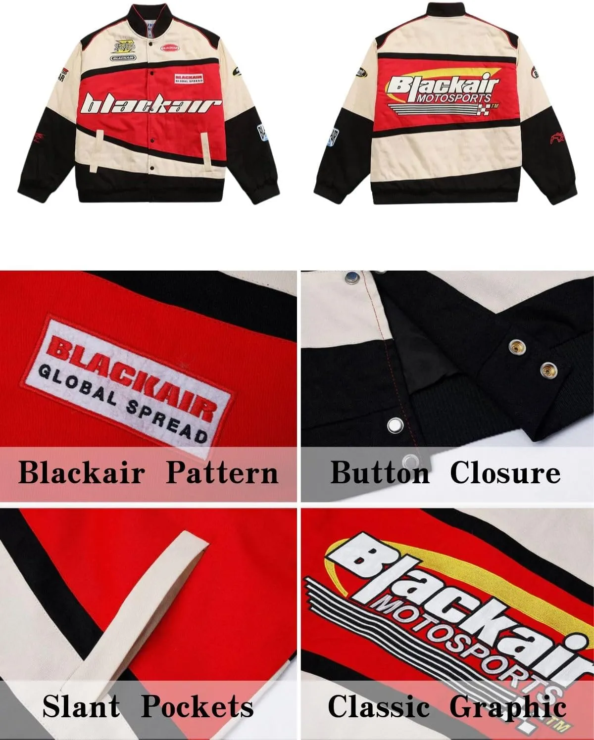 Aelfric Eden Blackair Men's Varsity Jackets Womens Bomber Jackets Vintage Motorcycle Racer Jacket