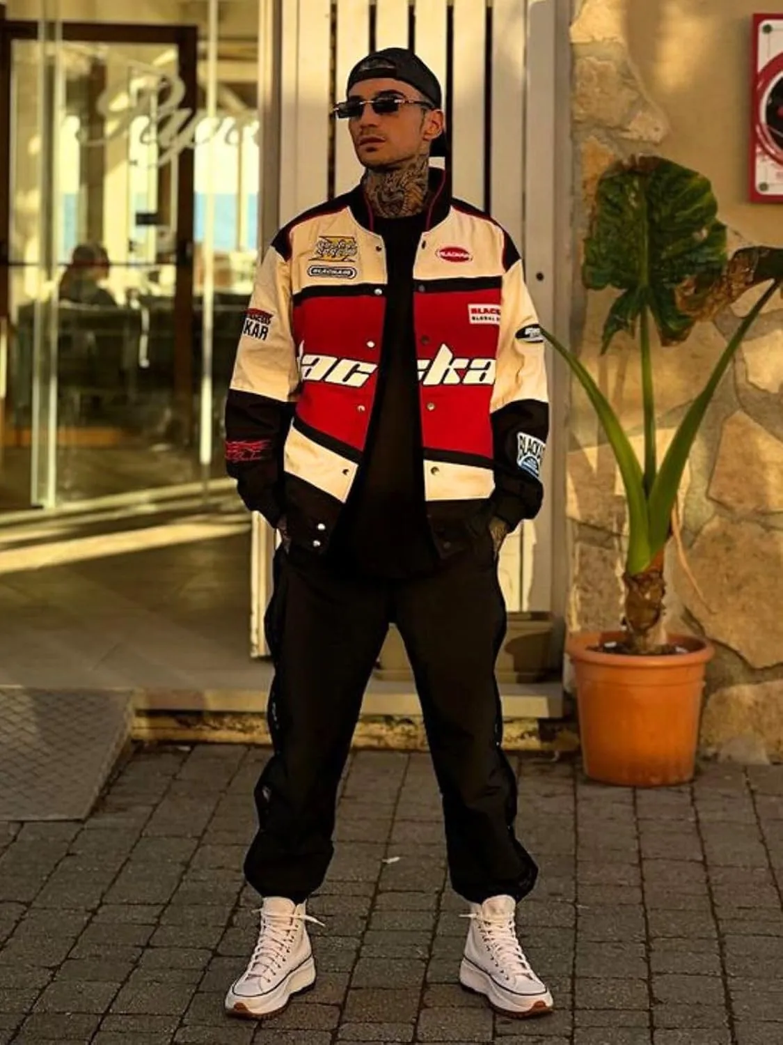 Aelfric Eden Blackair Men's Varsity Jackets Womens Bomber Jackets Vintage Motorcycle Racer Jacket