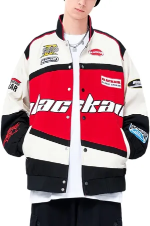 Aelfric Eden Blackair Men's Varsity Jackets Womens Bomber Jackets Vintage Motorcycle Racer Jacket