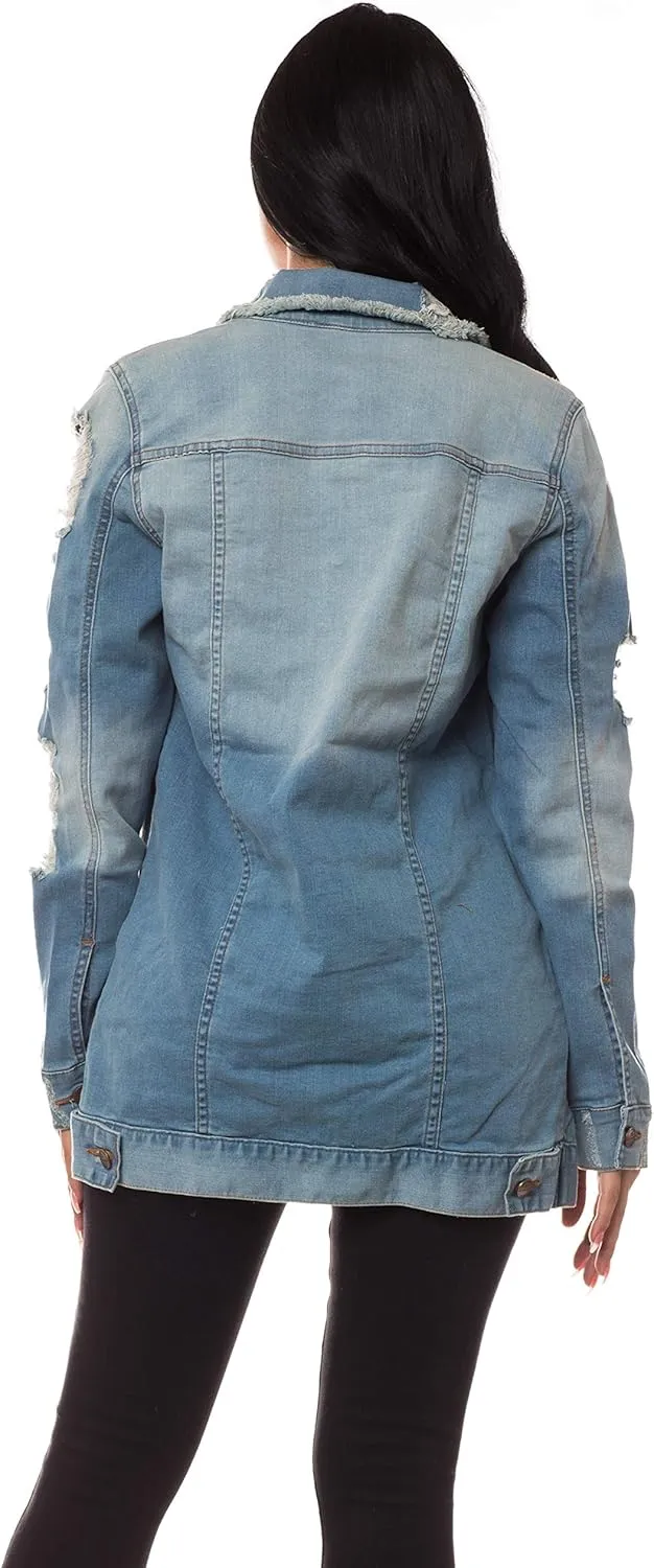 Aphrodite Denim Jacket for Women - Casual Fashion Stretch Button Down Stretch Trucker Jean Outwear