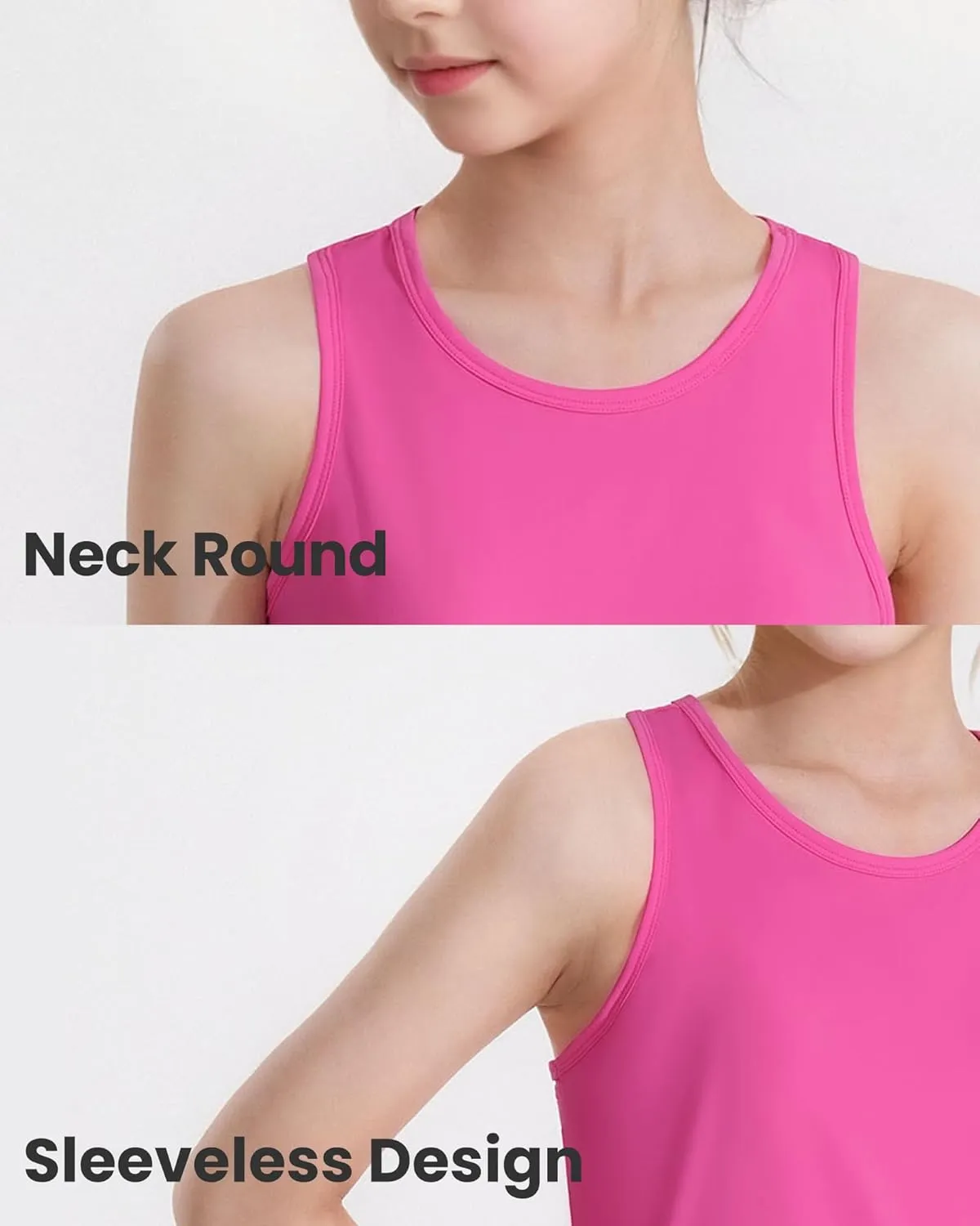 Auranso Girls Athletic Tank Tops 3 Pack UPF 50  Racerback Sleeveless Quick Dry Sports Dance Workout Tops