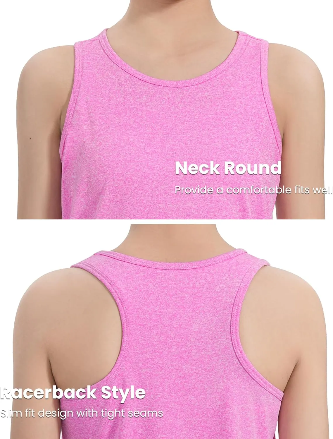 Auranso Girls Tank Tops Athletic Sleeveless Racerback Quick Dry Dance Shirts 3 Pack