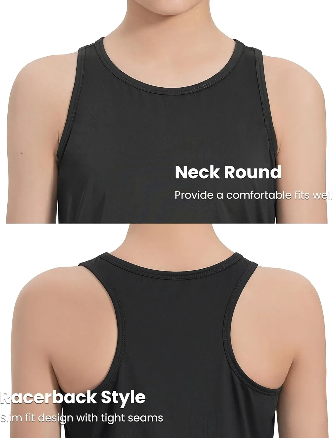 Auranso Girls Tank Tops Athletic Sleeveless Racerback Quick Dry Dance Shirts 3 Pack