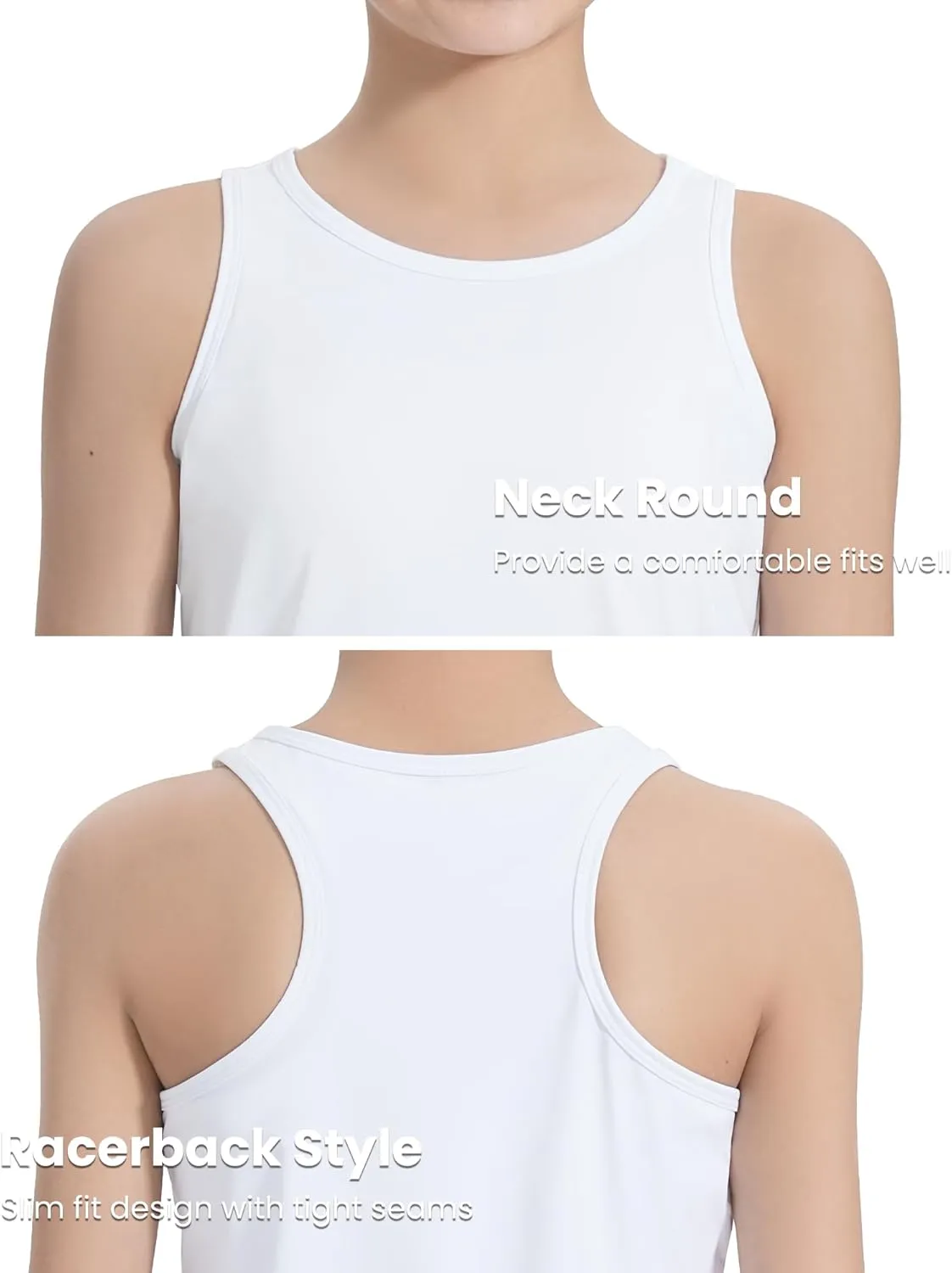 Auranso Girls Tank Tops Athletic Sleeveless Racerback Quick Dry Dance Shirts 3 Pack