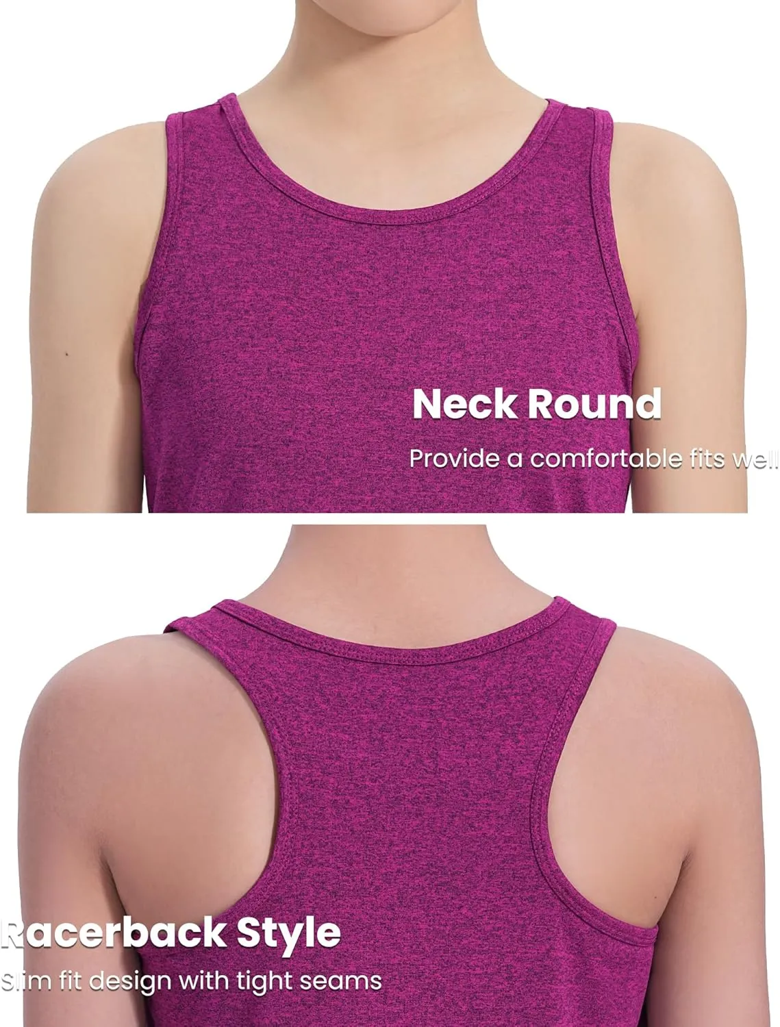 Auranso Girls Tank Tops Athletic Sleeveless Racerback Quick Dry Dance Shirts 3 Pack