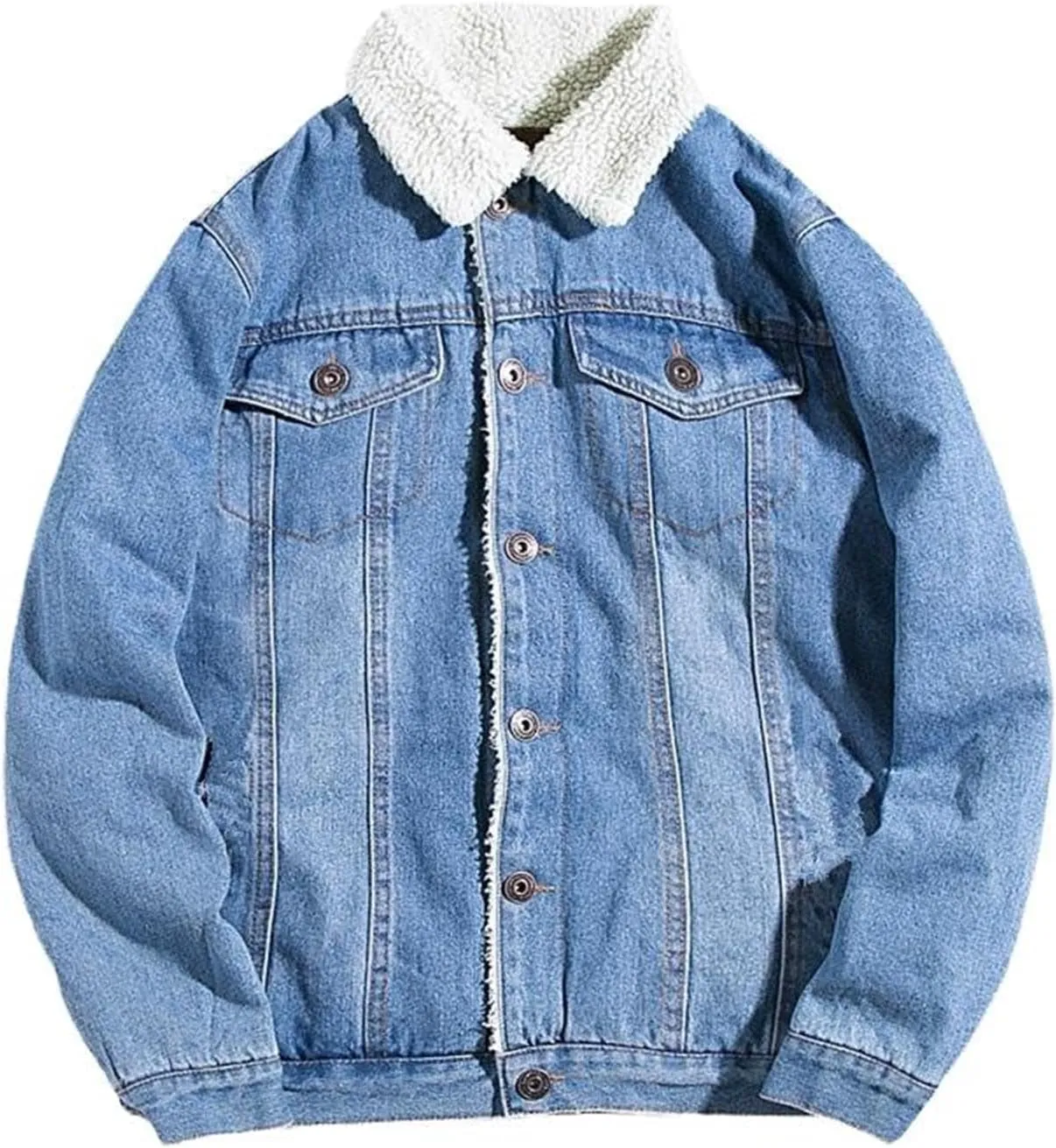 Autumn and Winter Fleece Lined Jacket, Men's Denim Outerwear, Thickened Warm Coat