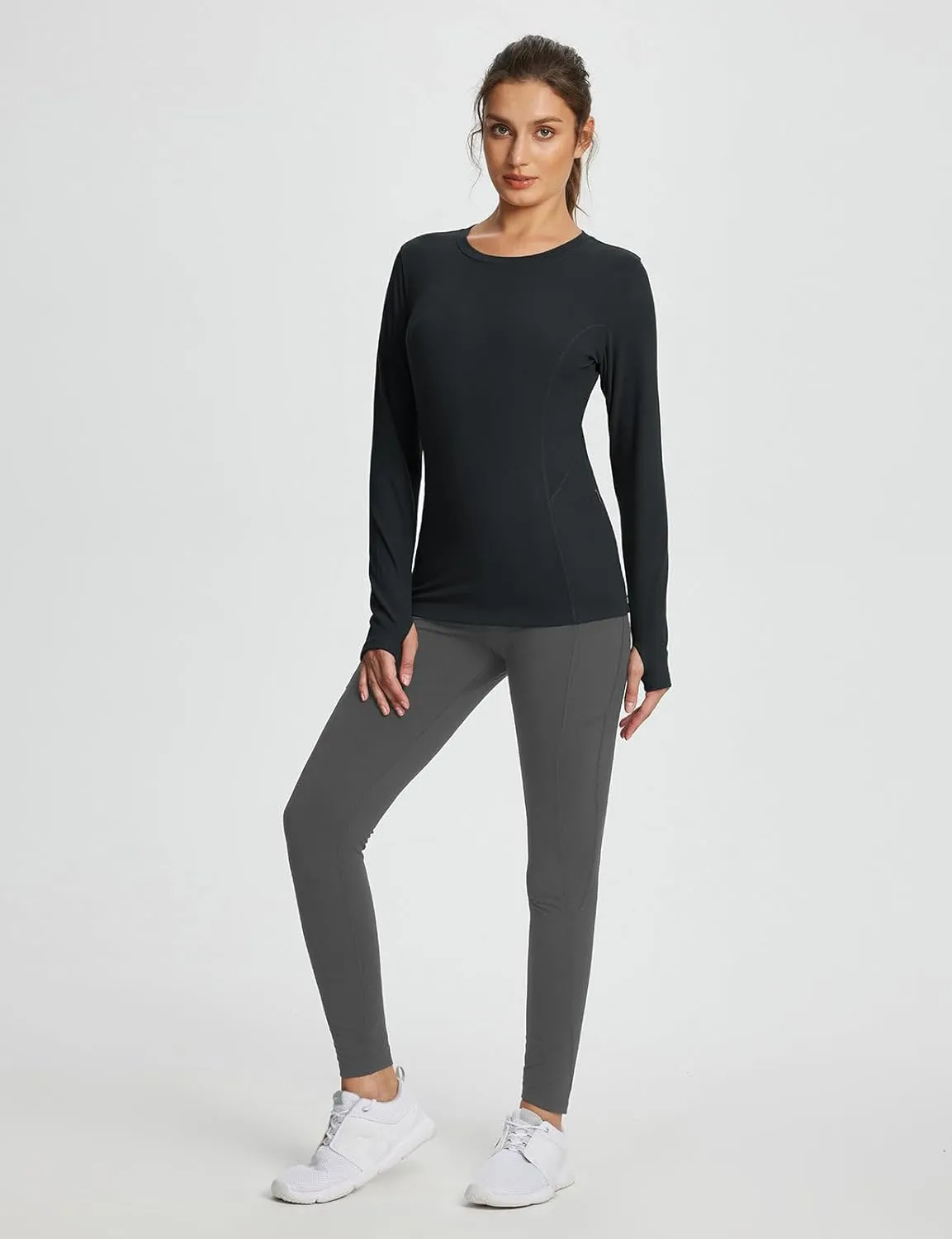 baleaf Women's Long Sleeve Workout Tops Active Running Shirts Loose Fit Quick Dry Athletic Soft