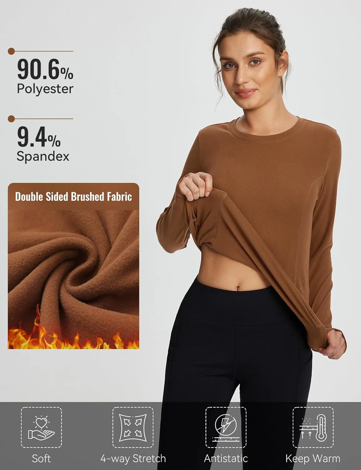 baleaf Women's Long Sleeve Workout Tops Active Running Shirts Loose Fit Quick Dry Athletic Soft