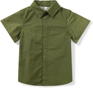 Boys' Button Down Short Sleeve Fishing Shirt Quick-Dry UV Sun Protection Outdoor Tops