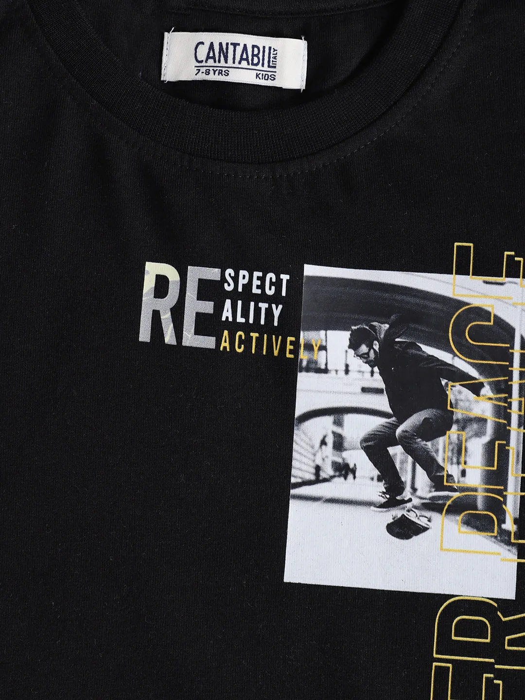 Boys Casual Black Half Sleeve  T-Shirt