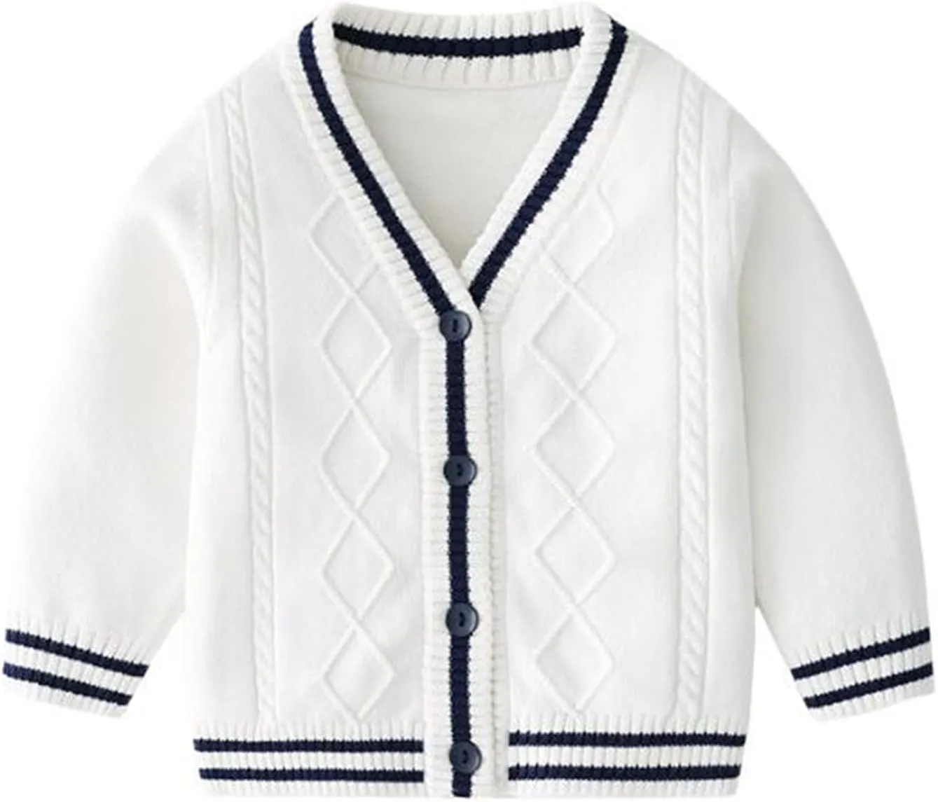 Boys Girls School Uniform Cardigan Sweater Soft Cotton V-Neck Soft Cotton Knit Outerwear