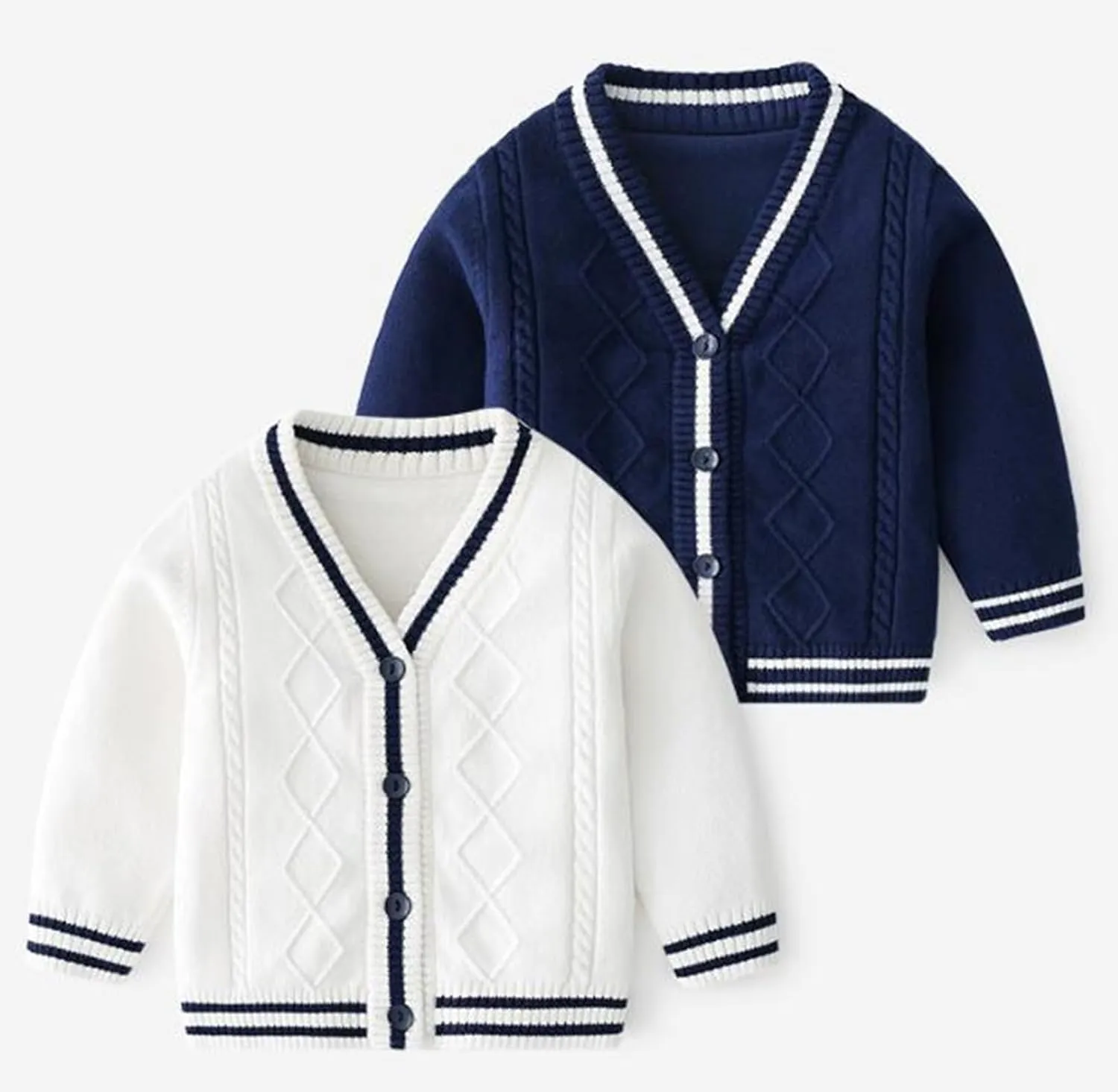 Boys Girls School Uniform Cardigan Sweater Soft Cotton V-Neck Soft Cotton Knit Outerwear