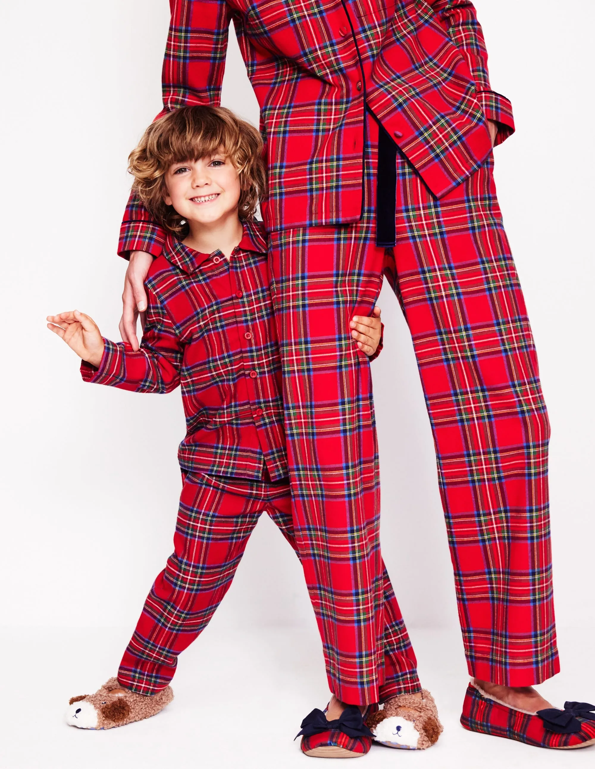 Brushed Cotton Pyjama Trousers-Tonal Reds Check