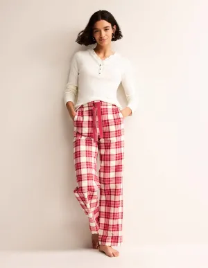Brushed Cotton Pyjama Trousers-Tonal Reds Check