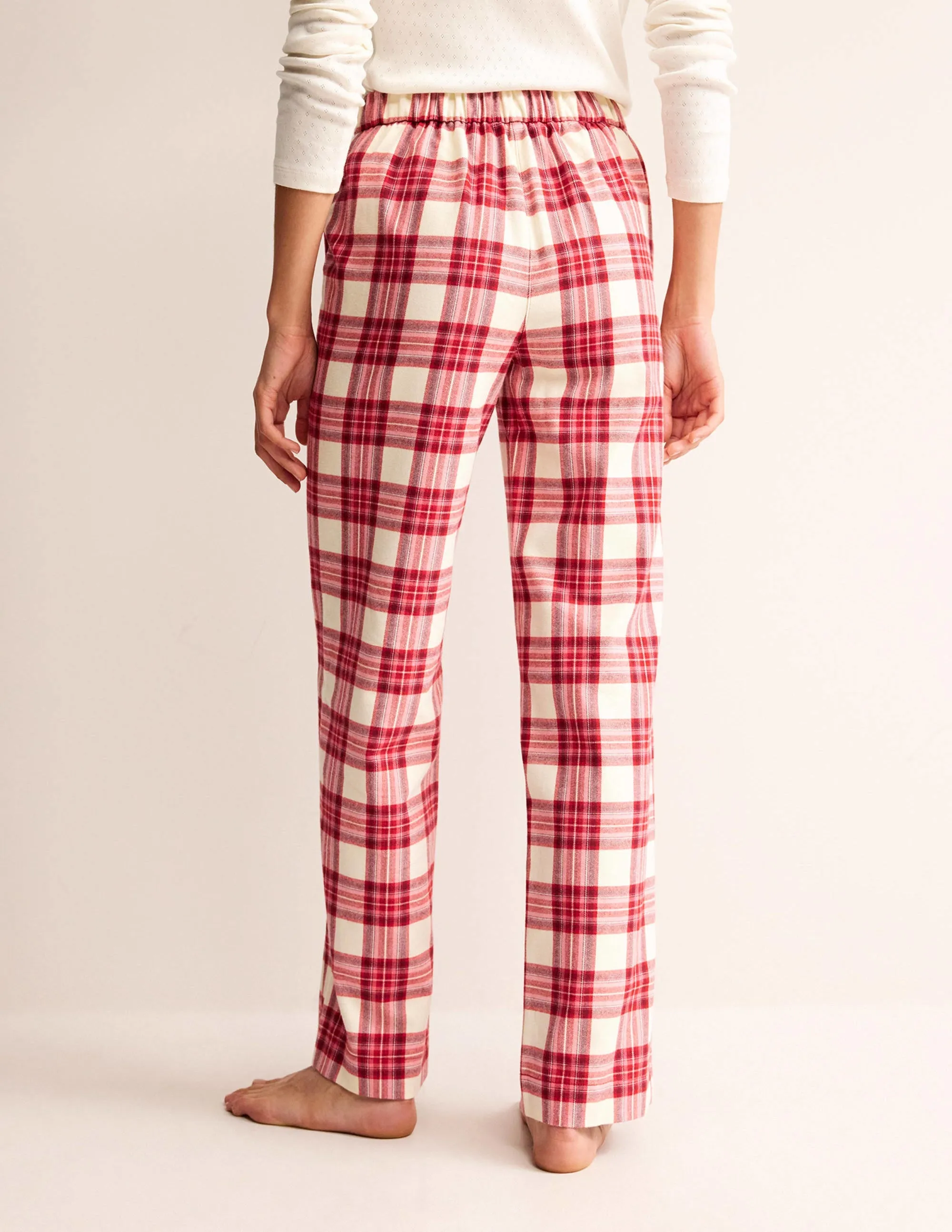 Brushed Cotton Pyjama Trousers-Tonal Reds Check
