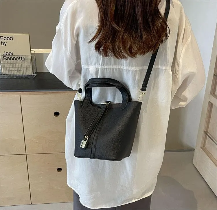 Bucket bag soft leather handbags versatile underarm Purses adjustable shoulder strap