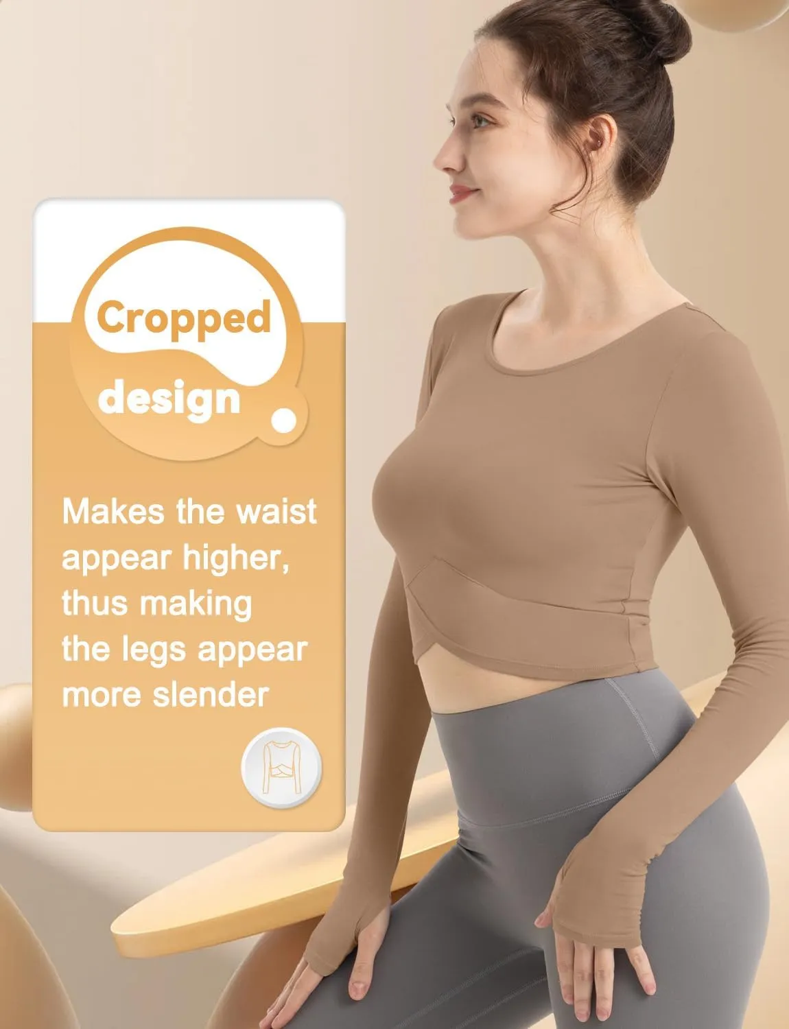 CHAMWEY Womens Workout T-Shirt Cropped Tops Crewneck Moisture Wicking Quick Dry Slim fit