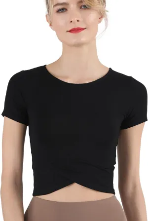 CHAMWEY Womens Workout T-Shirt Cropped Tops Crewneck Moisture Wicking Quick Dry Slim fit
