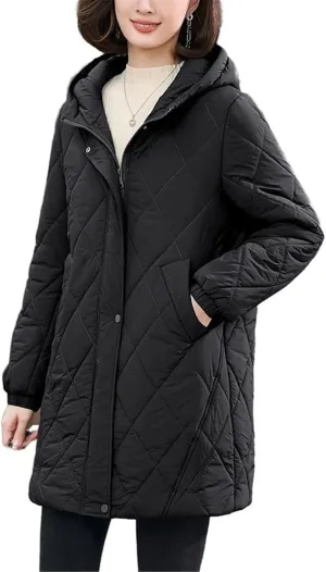 CHONG FENG XIA Women's Autumn and Winter Padded Jacket with Thin Cotton Plus Size Cotton Coat
