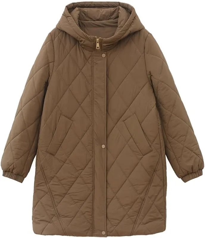 CHONG FENG XIA Women's Autumn and Winter Padded Jacket with Thin Cotton Plus Size Cotton Coat