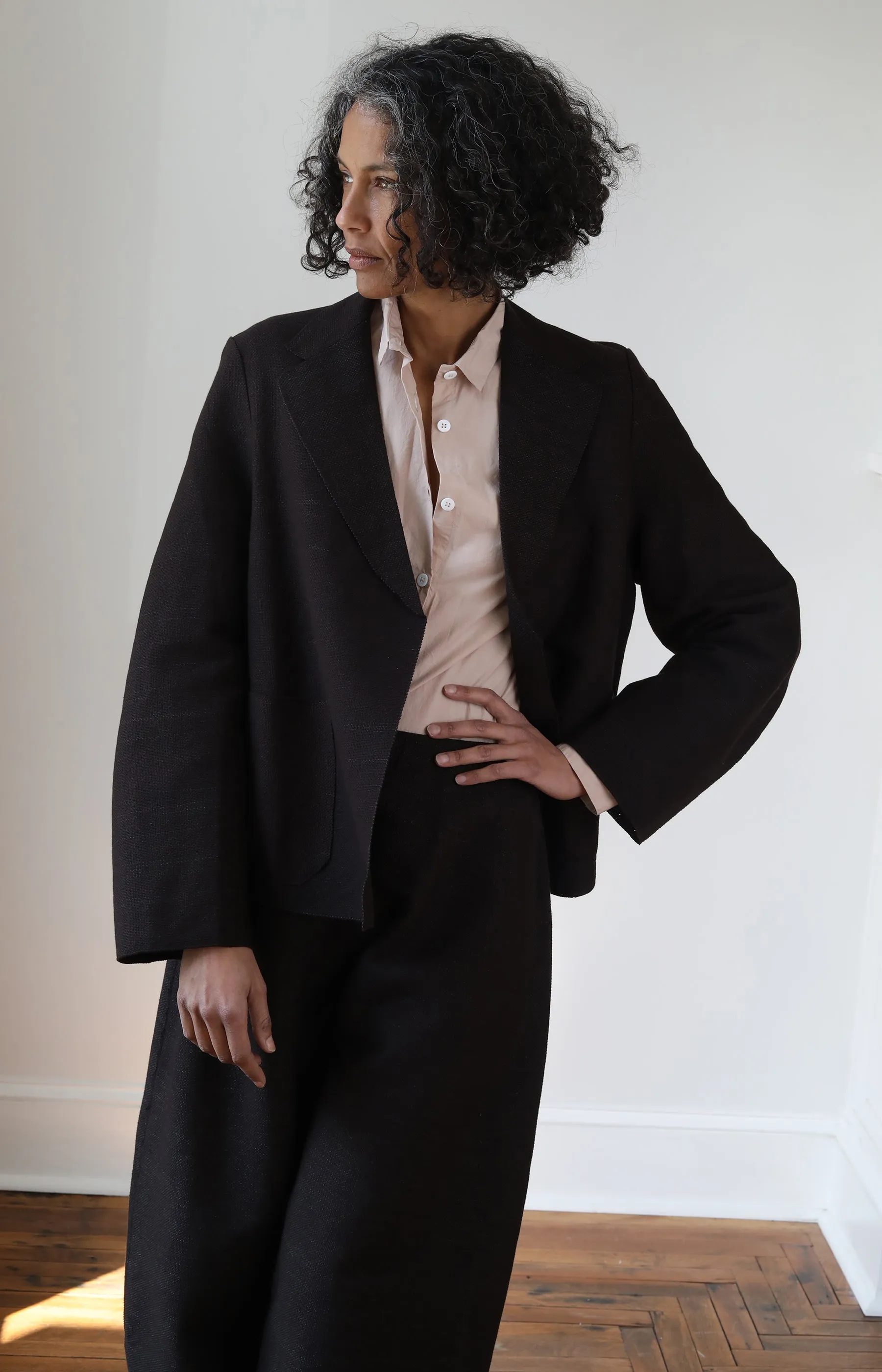 Coffee Cotton Smooth Sheet Jacket