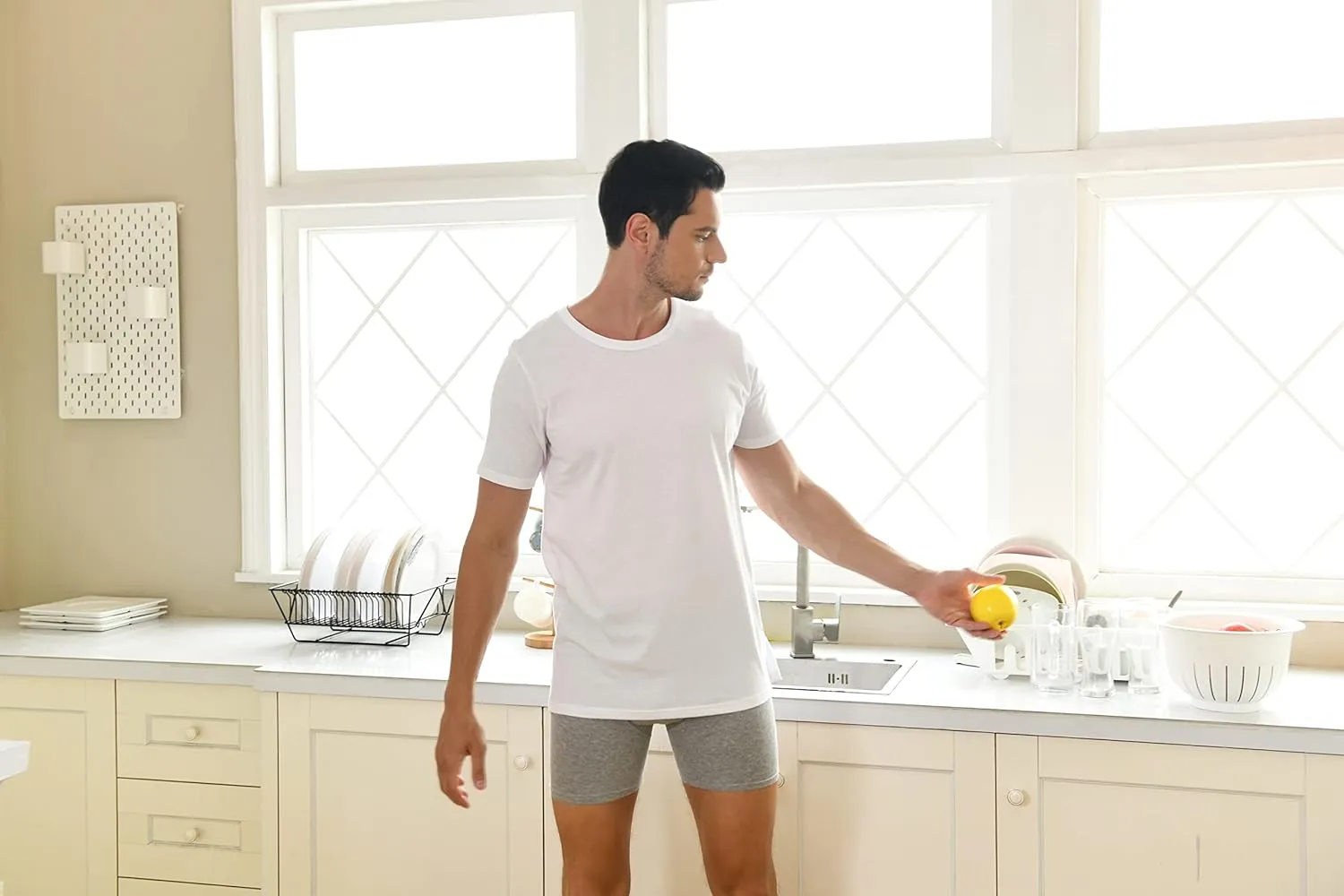 Comfneat Men's 8-Pack White Premium Soft Cotton Undershirts Crew Neck T-Shirts