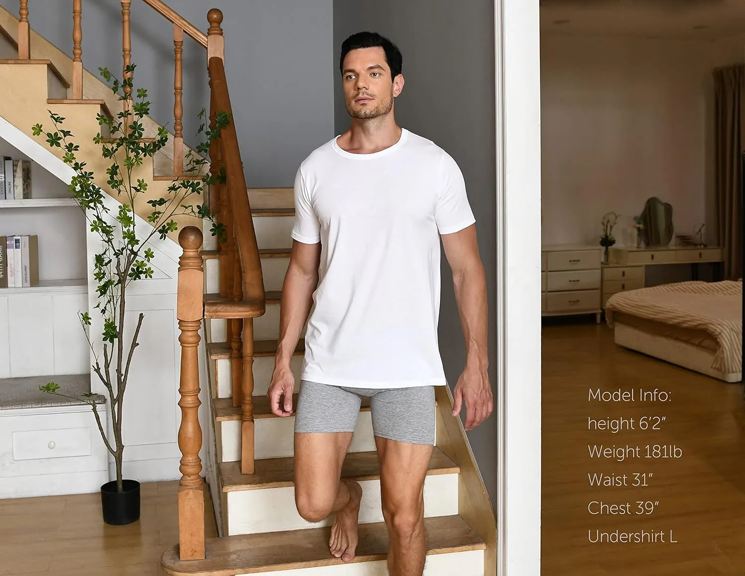 Comfneat Men's 8-Pack White Premium Soft Cotton Undershirts Crew Neck T-Shirts