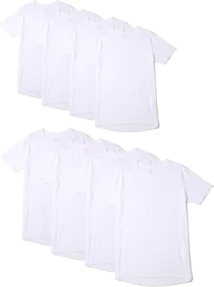 Comfneat Men's 8-Pack White Premium Soft Cotton Undershirts Crew Neck T-Shirts