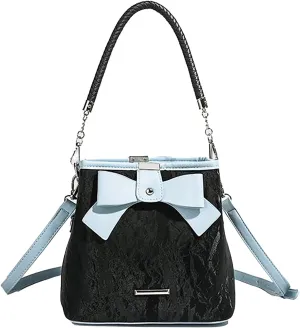 Crossbody Bags for Women,Black Cross Body Bag for Woman,Bow Vintage Bucket Bag,Maillard Crossbody Bags Women's Shoulder Handbags,Versatile Commuting PU Hobo Handbags 7.87 x 7.48 x 4.33 inches