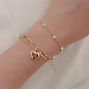 Dainty Double Layered Heart Bracelet