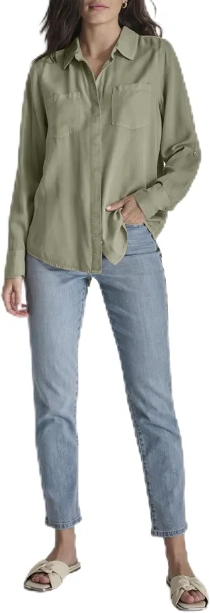 DKNY Women's Splitback Longsleeve Everyday Versatile Tops