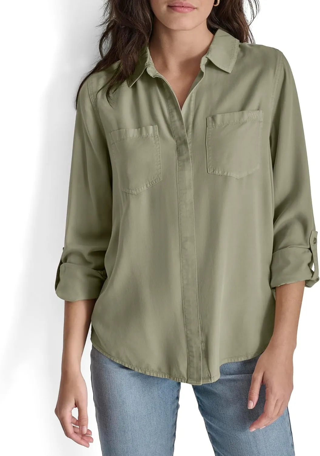 DKNY Women's Splitback Longsleeve Everyday Versatile Tops