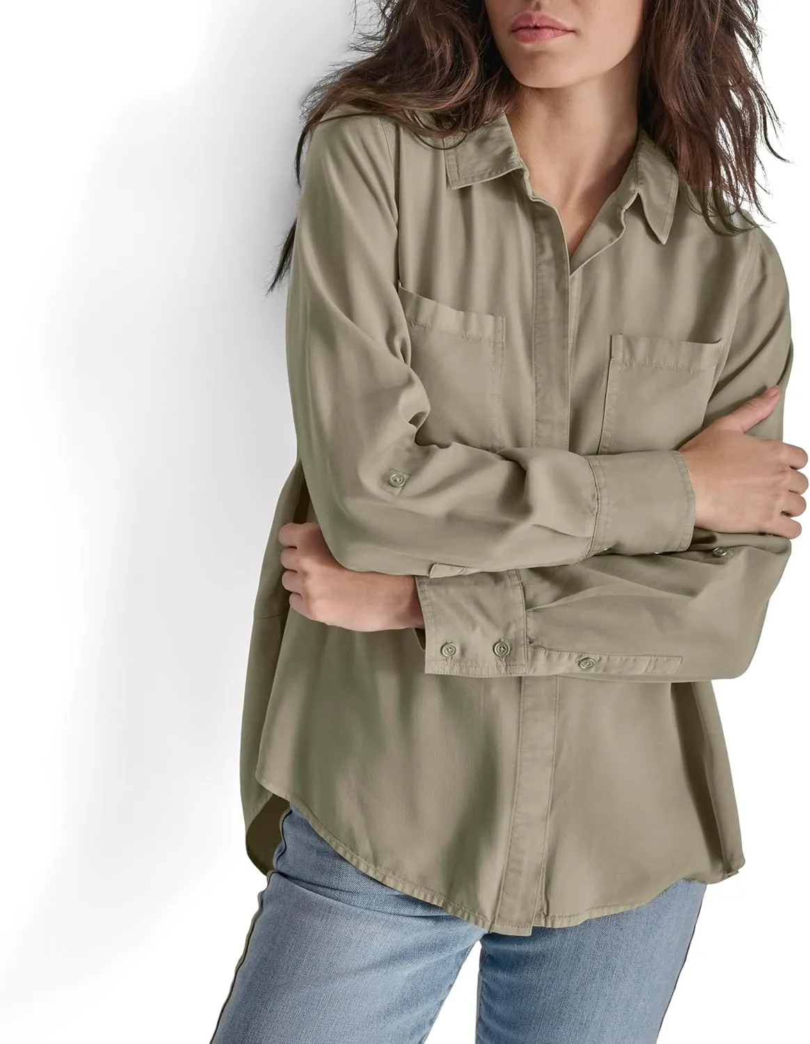 DKNY Women's Splitback Longsleeve Everyday Versatile Tops