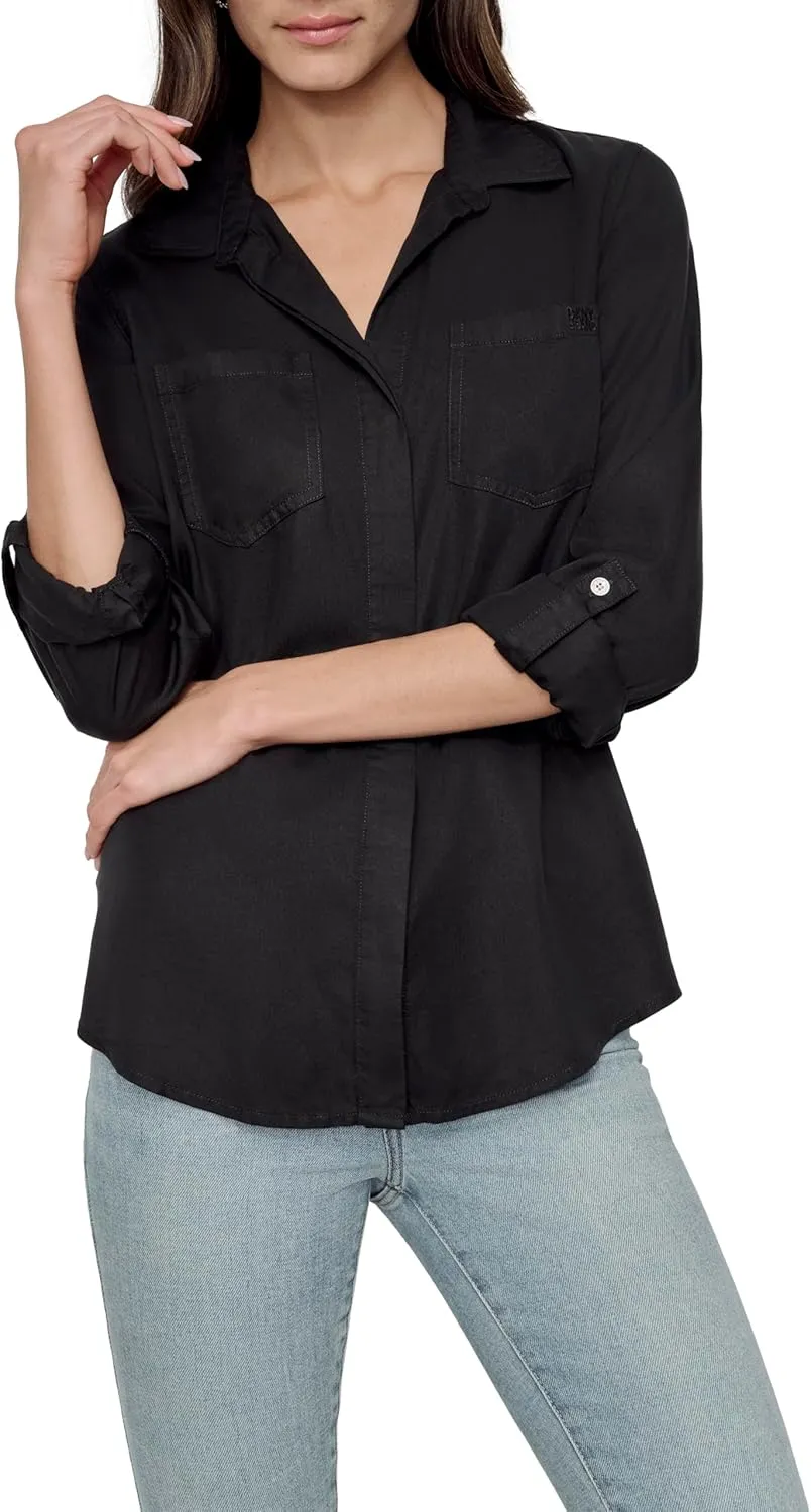 DKNY Women's Splitback Longsleeve Everyday Versatile Tops