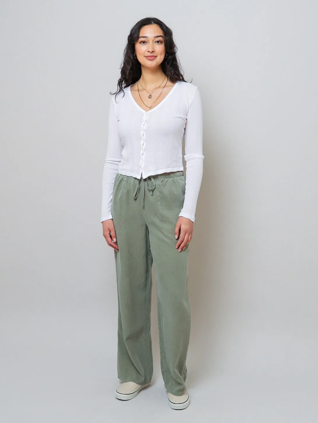 Drew Pointelle Cardigan - White