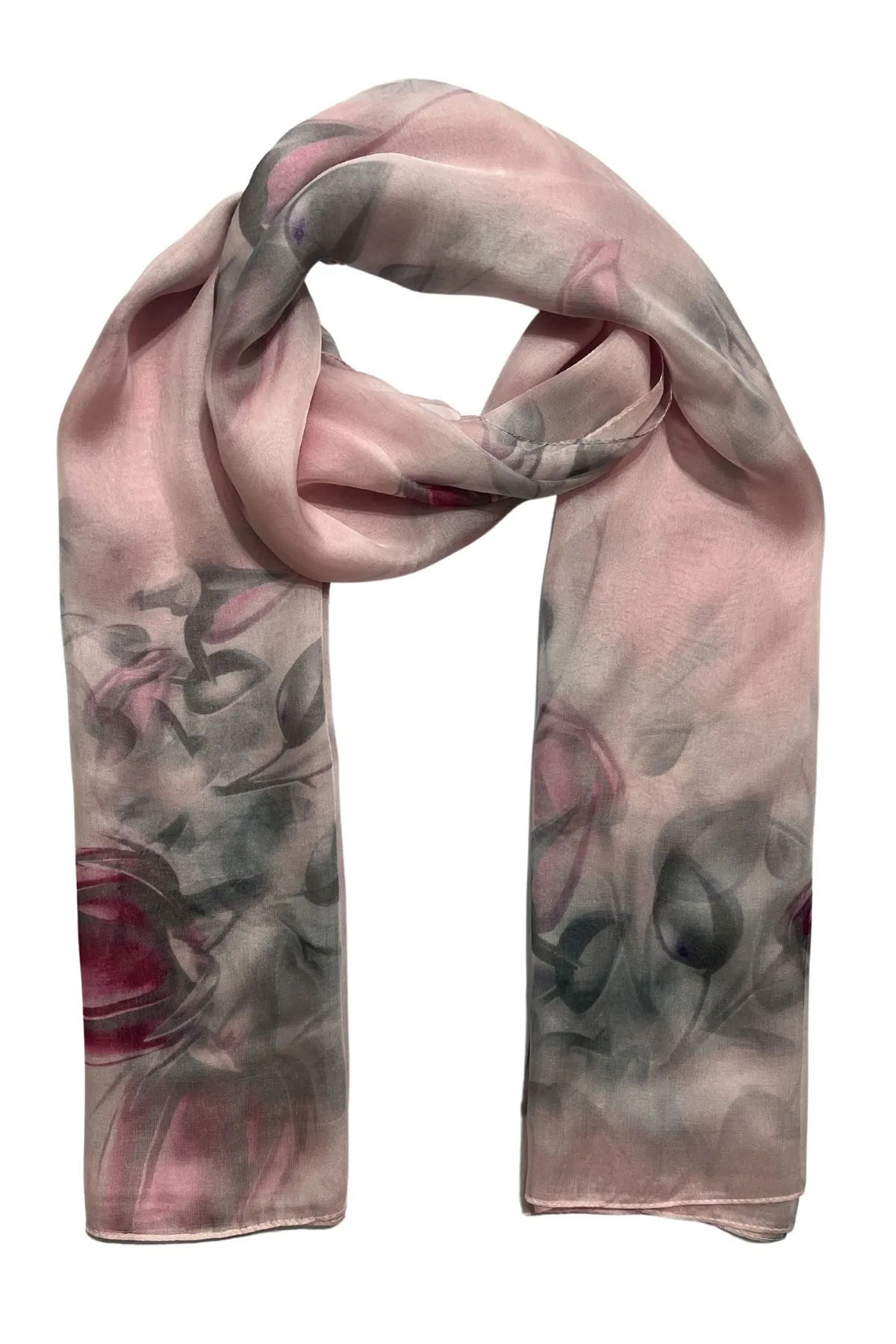 Dry Rose Anabel Printed Silk Chiffon Oblong Shawl 180x110