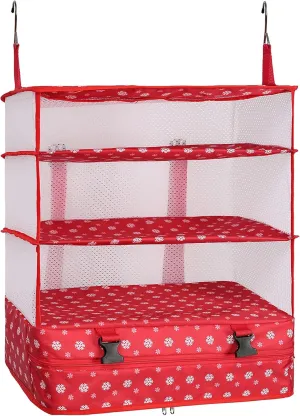 ELEZAY Hanging Packing Cubes Portable Travel Closet Collapsible Compression Clothes Organizer with Built in Shelves for Carry-on Luggage Suitcase Wardrobe X-Large_17.1 * 11.8 * 24.4 IN, Snow