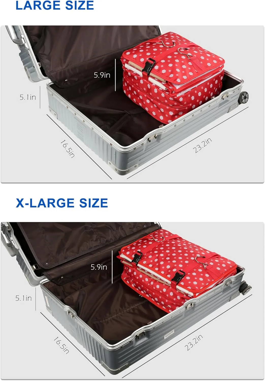 ELEZAY Hanging Packing Cubes Portable Travel Closet Collapsible Compression Clothes Organizer with Built in Shelves for Carry-on Luggage Suitcase Wardrobe X-Large_17.1 * 11.8 * 24.4 IN, Snow