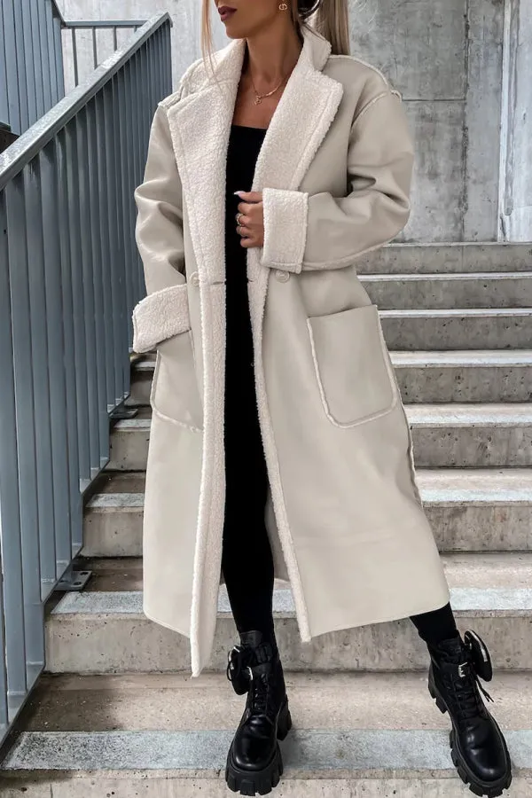 Fashionkova - Black Elegant College Solid Frenulum With Belt Solid Color Turndown Collar Outerwear