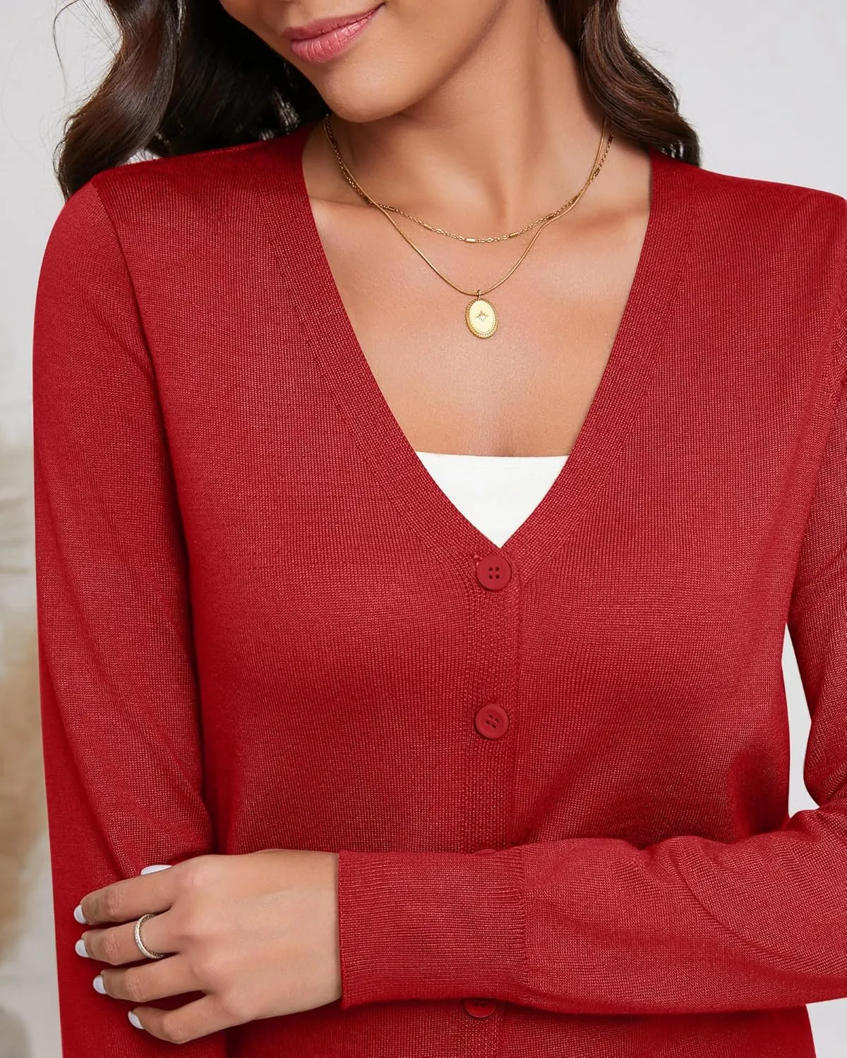 Ficerd 3 Pack Women's Cardigan Sweater V Neck Knit Lightweight Cardigans Long Sleeve Button Casual Tops