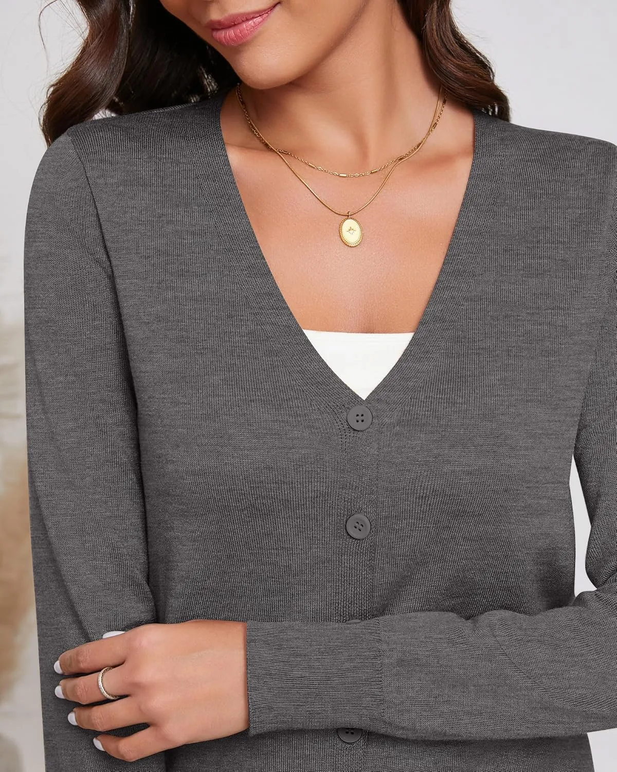 Ficerd 3 Pack Women's Cardigan Sweater V Neck Knit Lightweight Cardigans Long Sleeve Button Casual Tops