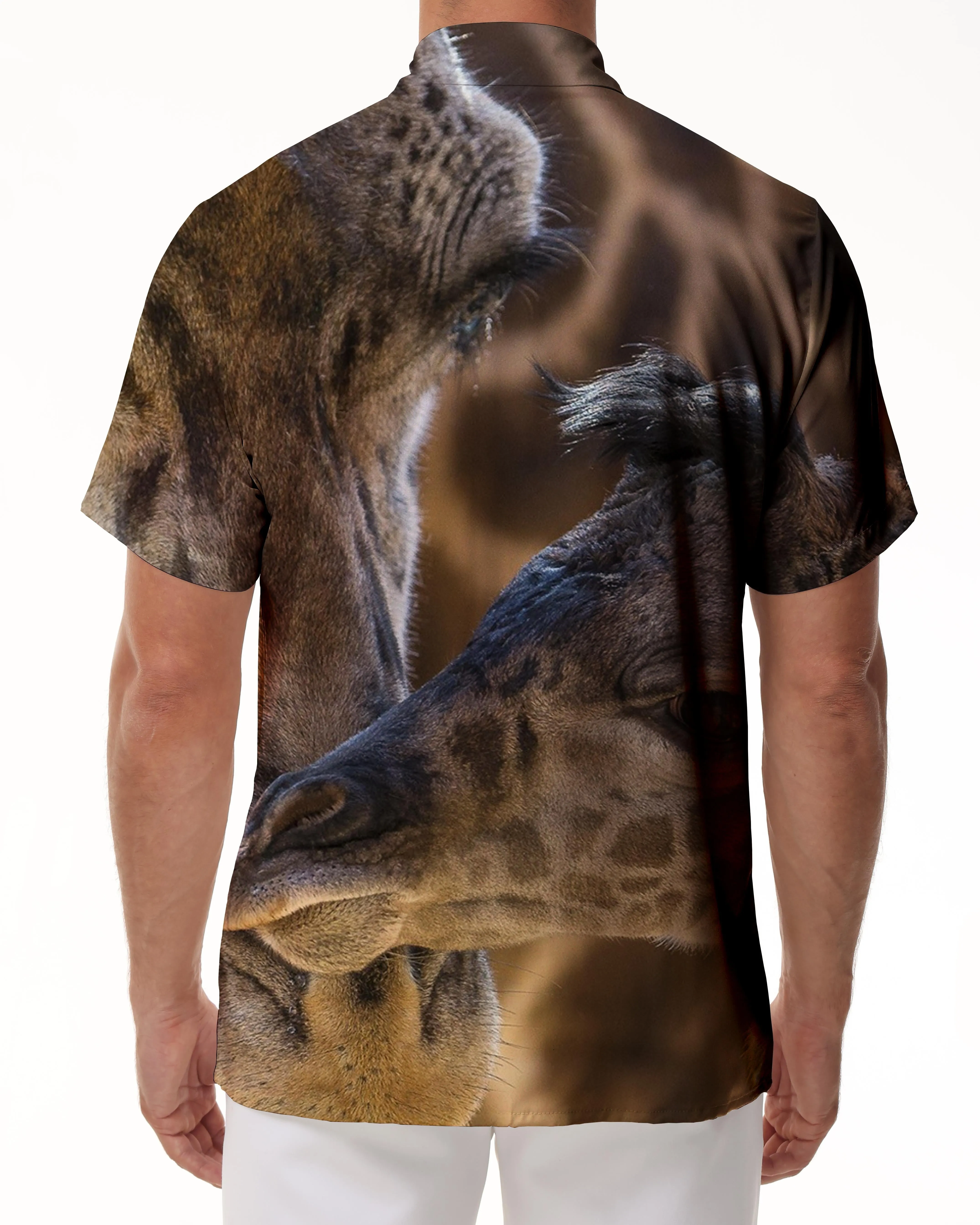 Four Seasons Printed Button Shirt Giraffe Print Lapel Fashion Casual Zoo Element Top